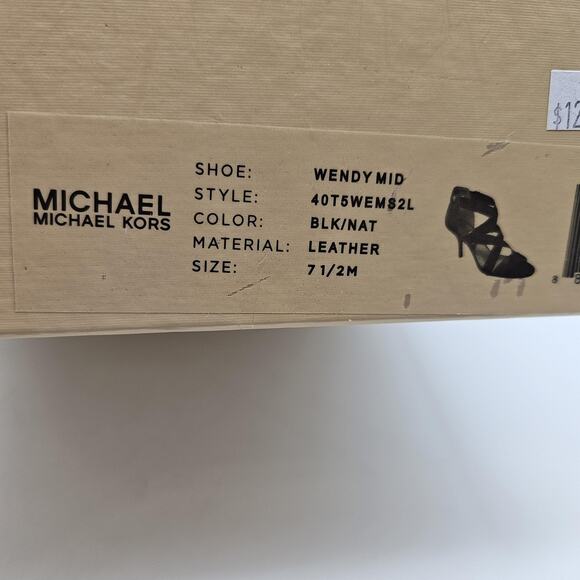 Michael Michael Kors Wendy Mid Sandals Womens Size 7.5 Black Snake Leather Heels - Picture 4 of 15